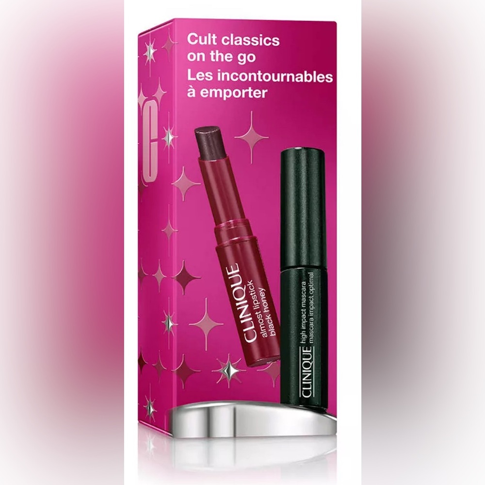 NEW Clinique Cult Classics On The Go 2 PIECE Set: Black Honey Lipstick & Mascara